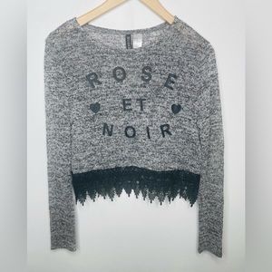 Divided Women’s H&M Crop Top Long Sleeves Laced Top